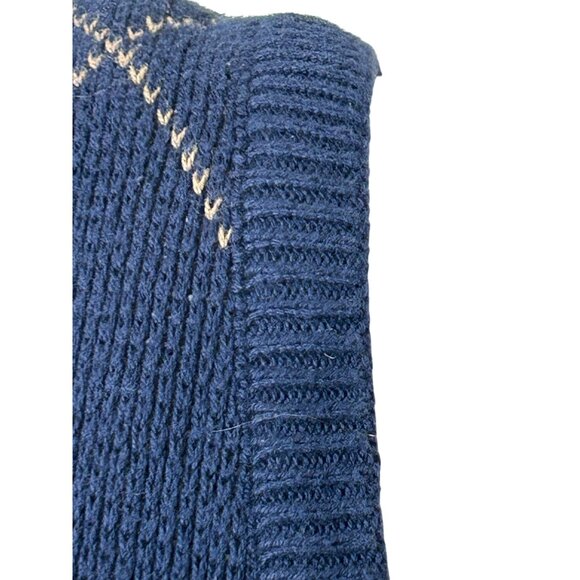 Isle Of Cotton Men’s Vintage Vest L Navy Multi Diamond Pattern Retro Golf Rugby - Picture 11 of 13